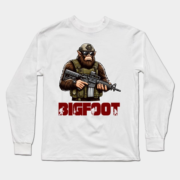 Tactical Bigfoot Long Sleeve T-Shirt by Rawlifegraphic